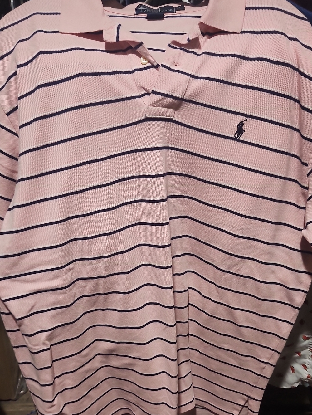 Polo by Ralph Lauren Pink Polo with Navy Stripes